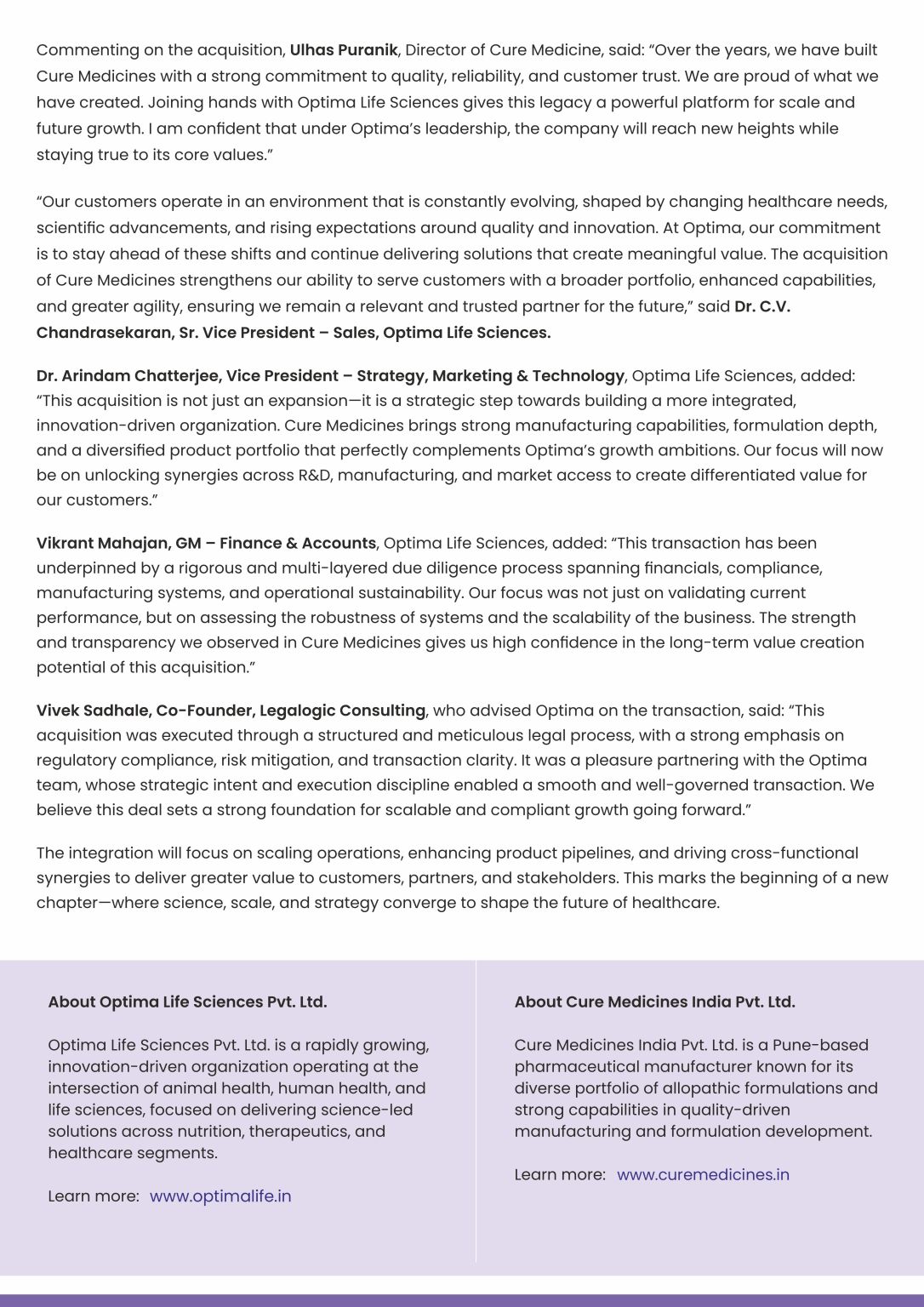 Cure Medicines acquisition